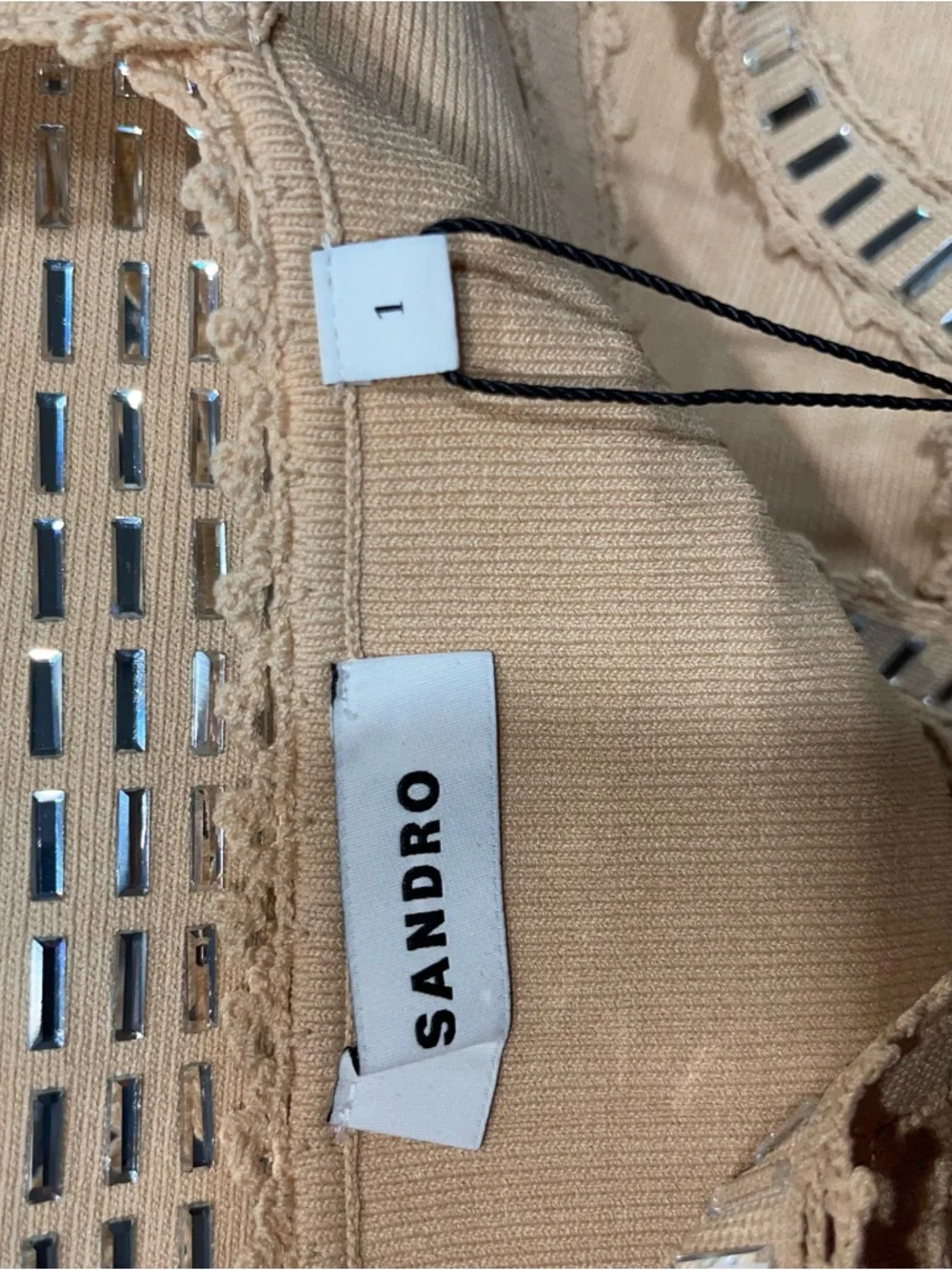 Sandro Beige Embellished Cropped Tank - Picture 2 of 6